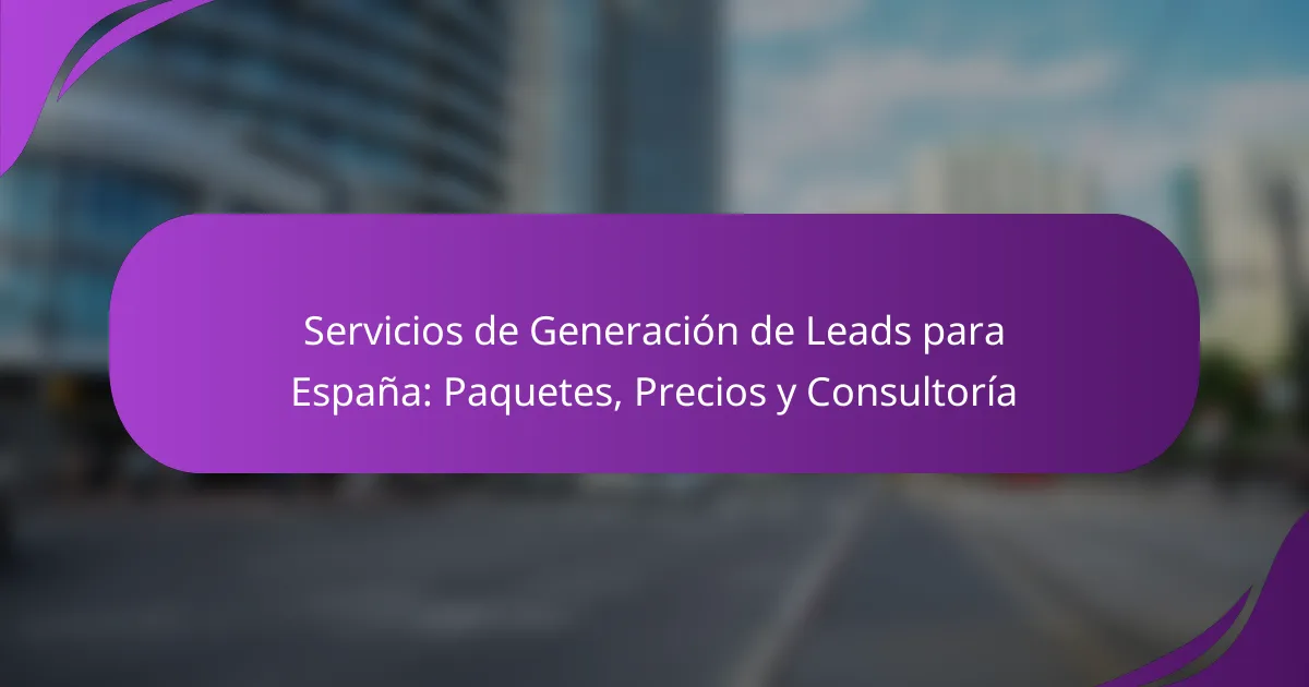 Servicios de Generación de Leads para España: Paquetes, Precios y Consultoría